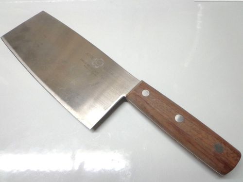 JOYCE CHEN 8&#034; CHROME MOLYBDENUM STEEL BUTCHER CHEF CLEAVER KNIFE WOOD HANDLE