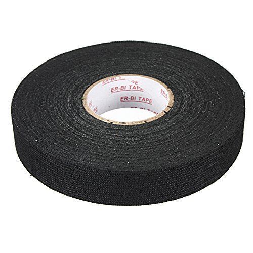 AUDEW 19mm x 25M Wiring Loom Harness Adhesive Cloth Fabric Tape Cable Loom Black