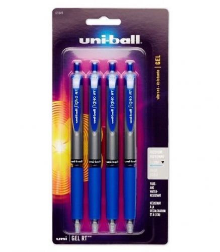 Uni-ball Signo Gel RT Blue Rollerball Pen Retractable Medium Point 4 Pack 65949