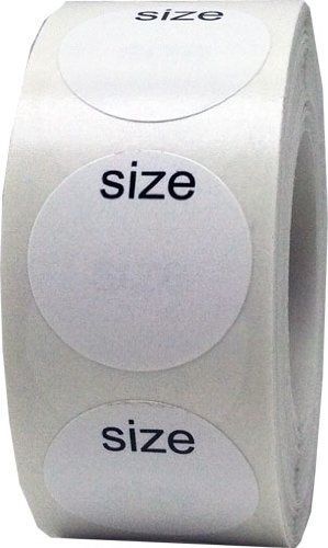 Instocklabels.com white round blank clothing size stickers - adhesive labels for for sale