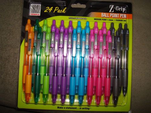 Zebra  Z-Grip 24 Pack Ball Point Pen    Medium  Point 1.0 mm    Asst Colors  NEW