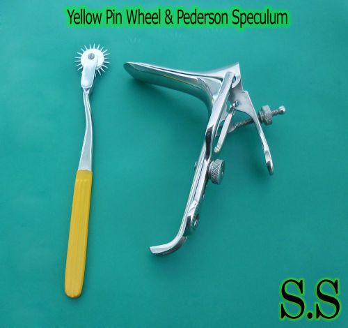 Pederson Vaginal Speculum Lrage &amp; Yellow Colour Pin wheel Gynecology Instrument