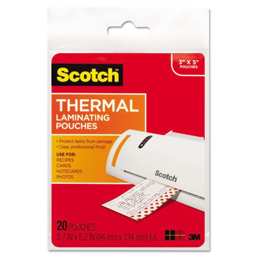 Index Card Size Thermal Laminating Pouches, 5 mil, 5 3/8 x 3 3/4, 20/Pack