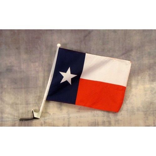 5 TEXAS CAR FLAGS 12x15x16-1/2&#034; Window Roll Up Banners / poles (FIVE)