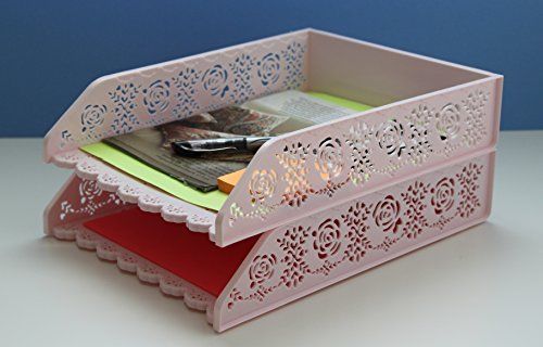 Letter Tray, Cute Desk Organizer, Stackable File Holder - Set of 2 Plastic A4