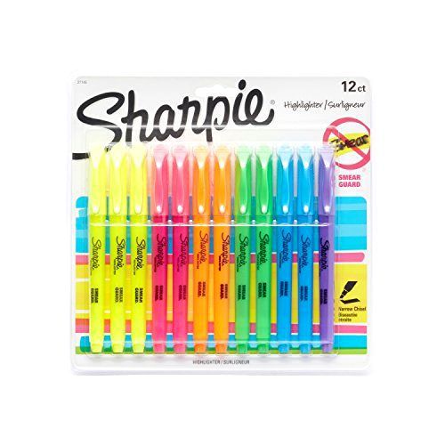 Sanford Sharpie Accent Pocket Style Highlighter, 12-Pack, Assorted Colors art