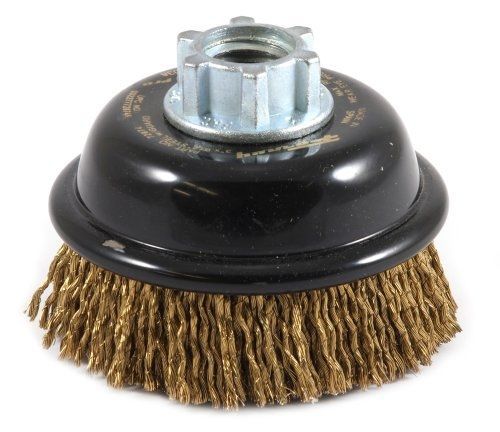 Forney 72874 Wire Cup Brush, Industrial Pro Cable Crimped with 5/8-Inch-11 and