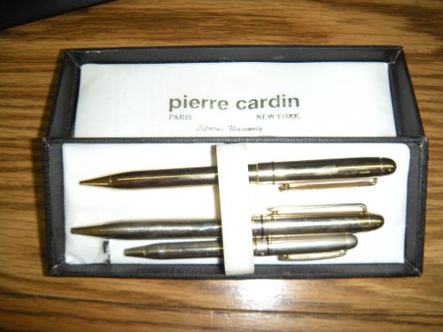 vintage,pen/pencil set,of three,pierre cardin,usa,in case,gold/silver,nr