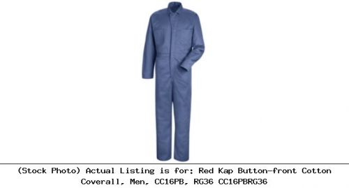 Red kap button-front cotton coverall, men, cc16pb, rg36 cc16pbrg36 for sale
