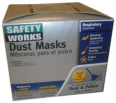 Safety works incom 10059526 disposable dust mask-25pk dust/pollen mask for sale