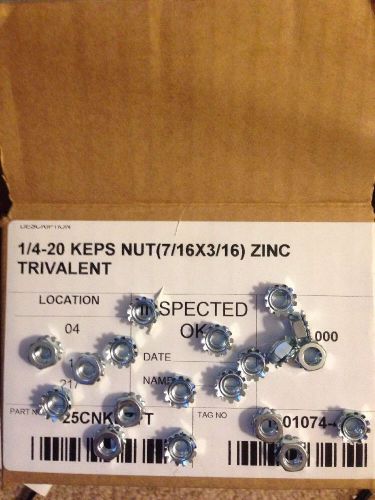 KEPS Nuts 1/4-20, Qty 100+ Trivalent Zinc Coated