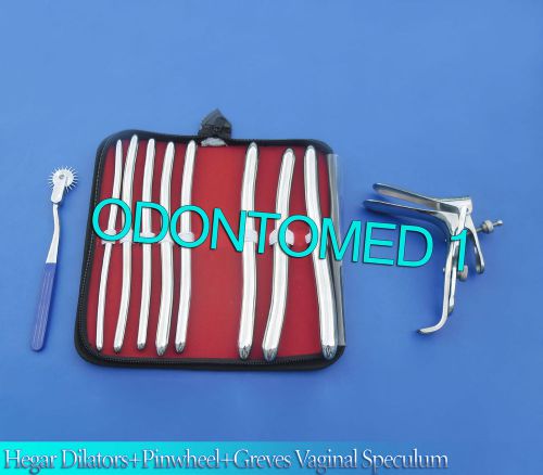 HEGAR DILATOR SOUNDS 8 PCS+BLUE PINWHEEL &amp; GRAVES SPECULUM LARGE