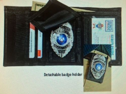 Tri-fold ballistic badge holder wallet, id window, credit card slots, tri fold for sale