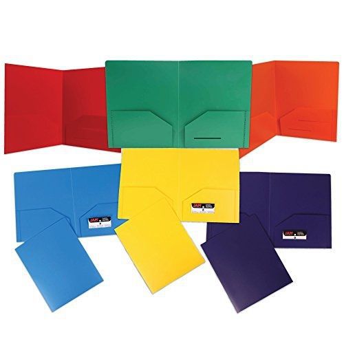 JAM Paper? Heavy Duty Plastic 2 Pocket School Presentation Folders (Back To