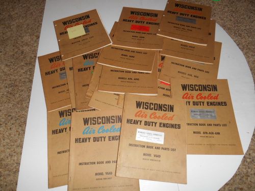Lot of 18 1960&#039;s wisconsin air cooled heavy duty engine manuals &amp; parts list for sale