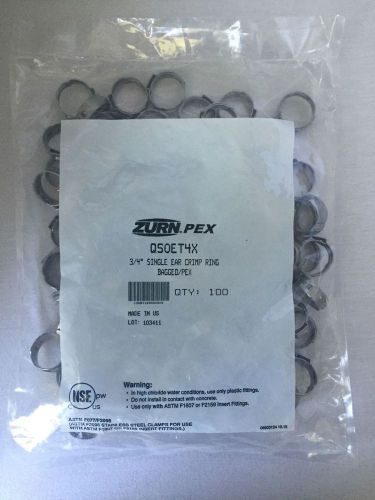 Zurn Pex QSOET4X,  3/4&#034; Single Ear Crimp Ring Bagged/Pex, QTY-100