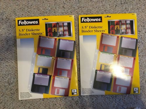 NEW Fellowes 3.5&#034; Diskette Binder Sheets 95371 10 Sheets + 8 Sheets
