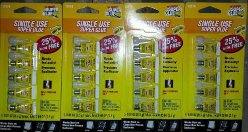 20 Original Super Glue SINGLE USE Tubes 5 ct x4 Bonds INSTANTLY precision tip