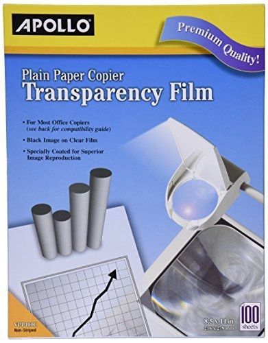 Apollo plain paper copier film without sensing stripe, 8.5 x 11 inches, clear for sale