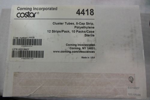 Corning 4418 96 well polyethylene cluster tube 8-cap strips sterile case of 120 for sale