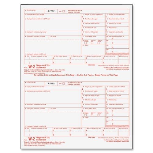 Tops TOPS W-2 Tax Forms For Laser Printers, Loose Format, 8.5 x 11 Inches, 6