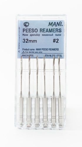 Dental Endodontic Peeso Reamers Root Canal Drills 32mm Size #2 pack of 6 MANI