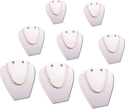 8&#034;H 8Pc SET WHITE EASEL NECKLACE EARRING PENDANT CHAIN JEWELRY DISPLAY PJ14W8