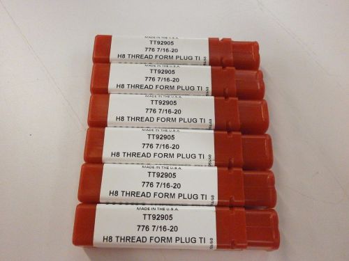 6pc) 7/16-20 h8 thread roll form plug tap tin coated titan usa tt92905 tt129 for sale