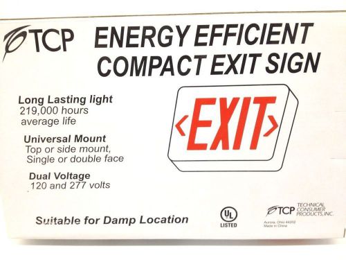 Tcp energy efficient compact exit sign red led # 227426 ac only for sale