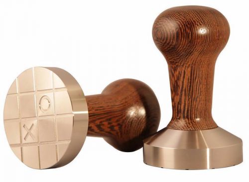 Espresso Tamper 58mm Flat Tic-Tac-Toe Stainless Steel Wooden Wenge