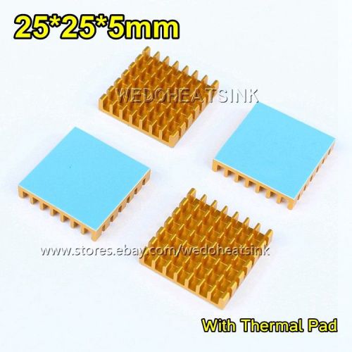 10pcs 25x25x5mm Aluminum Heatsink Cooler With Thermal Adhesive Heat Transfer Pad