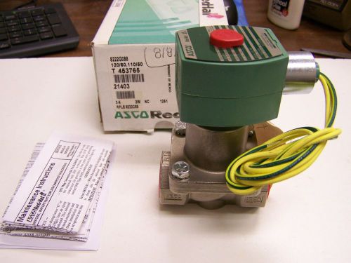 Asco 8222g088 stainless steel solenoid valve 3/4&#034; npt 2-way nc steam 125 psi new for sale