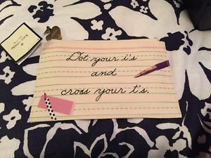 Kate Spade  &#034;Dot Your I&#039;s&#034; Canvas Pencil Pouch Set NWT $30