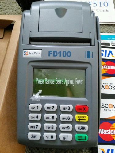 First Data FD100 IP Credit Card Machine *No power cord* + Verifone accessories
