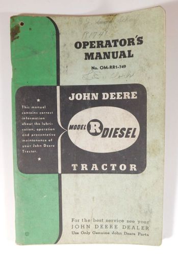 Vtg John Deere Tractor Co. Operator&#039;s Manual - Service Book - Model R Diesel