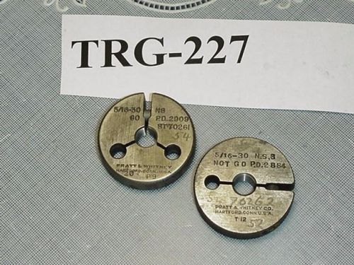 Pratt Whitney Thread Ring Gage Set 5/16-30 NS3 GO PD.2908, NOGO PD. 2884 TRG-227