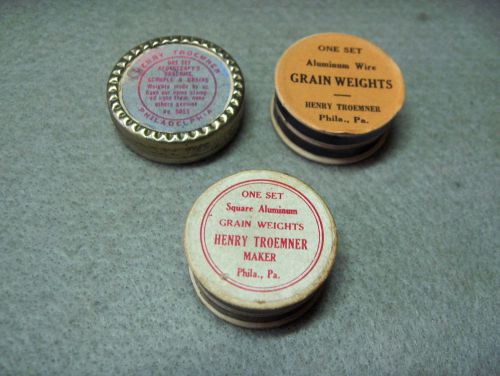 Three Different Troemner Apothecary Gold Scale Weight Sets, Alum. &amp; Brass