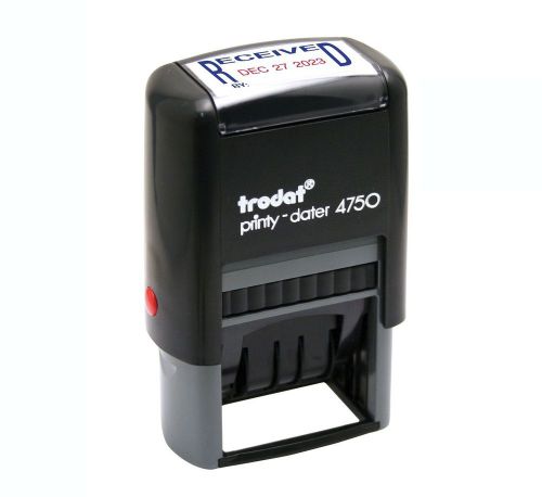Trodat Printy 4750 Economy Stamp Dater Self-Inking 1 5/8 x 1 Inches Blue/Red