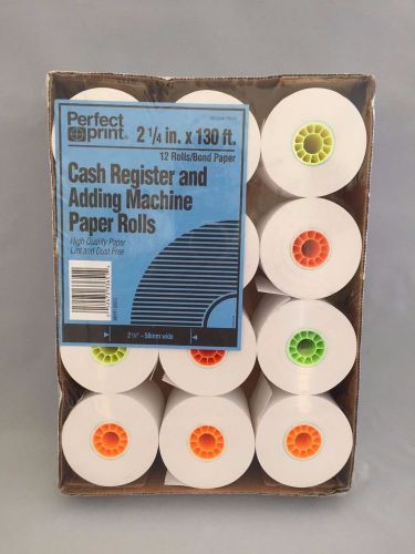(12) Perfect Print POS Register and Adding Machine Paper Rolls 2 1/4&#034; x 130&#039; NEW