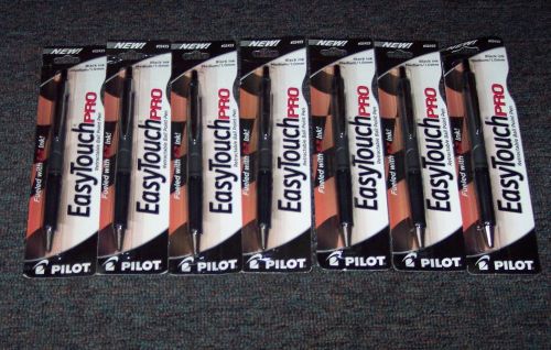 7 new pkgs pilot easy touch pro retractable ball point pens - med pt - black ink for sale