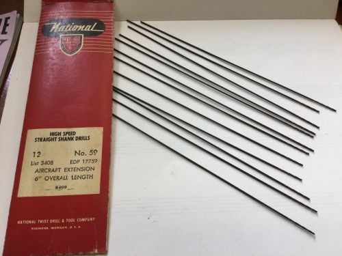 12 NOS, NATIONAL U.S.A. high speed Shank drill bits. No. 59