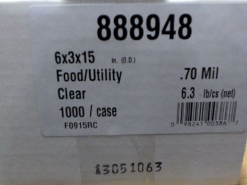 1000 Food Utility Storage Clear Plastic Bags F0915RC 6&#034; x 3&#034; x 15&#034; / .70 Mil