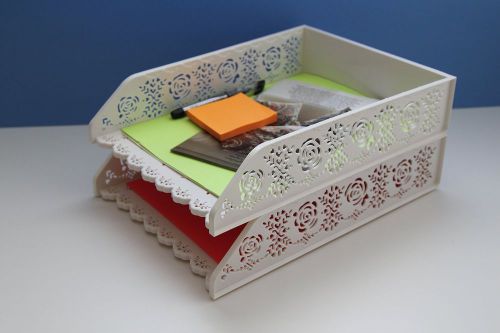 Letter Tray, Cute Desk Organizer, Stackable File Holder - Set of 2 Plastic A4...
