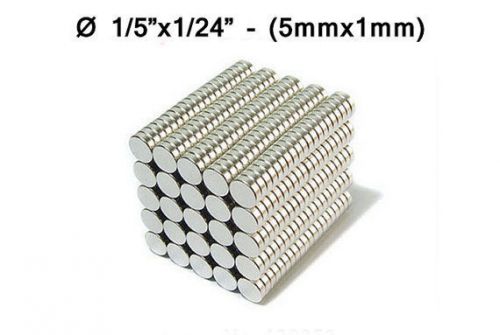 5mmx1mm Neodymium Disc Magnets - 5x1 mm - 5*1 mm - 1/5&#034;x1/24&#034; Fridge Magnets