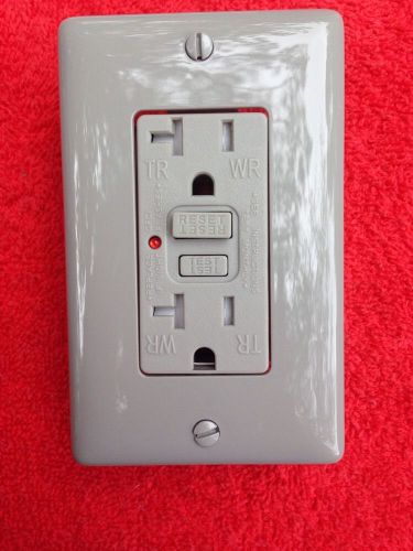 1 Hubbell GFTR20GY 125v 20A Tamper Resistant GFCI LED Receptacle