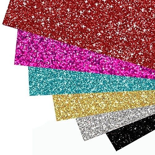 eBoot 6 Sheets Glitter Heat Transfer Vinyl, Assorted Colors