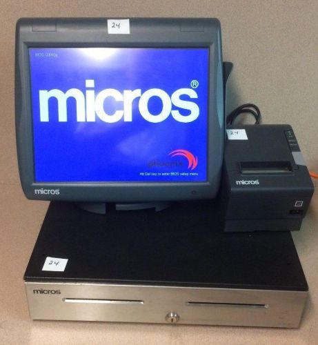 Micros WS 5A Terminal With Stand, Cash Drawer, Printer, 400814-101 (Unit 24)