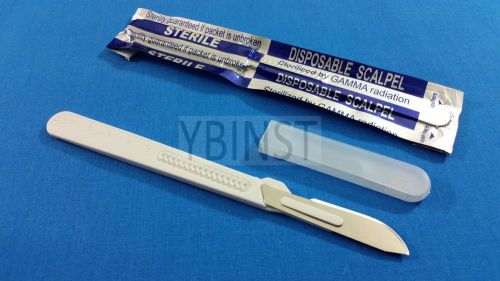 5 DISPOSABLE STERILE SURGICAL SCALPELS #22 WITH GRADUATED PLASTIC HANDLE