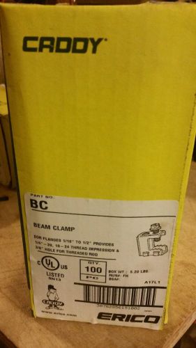 CADDY / ERICO BEAM CLAMP PART # BC (BOX OF 100) 1/16&#034;  to 1/2&#034; Flanges 3/8&#034; hole