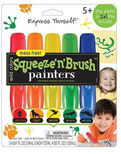 Elmer&#039;s ELMERS Painters Squeeze &#039;n Brush Washable Tempera Paint Brushes, 5 Set,